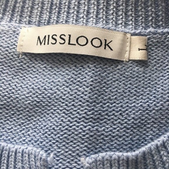 Misslook Sky Blue Knit Top Sz L - Picture 6 of 10